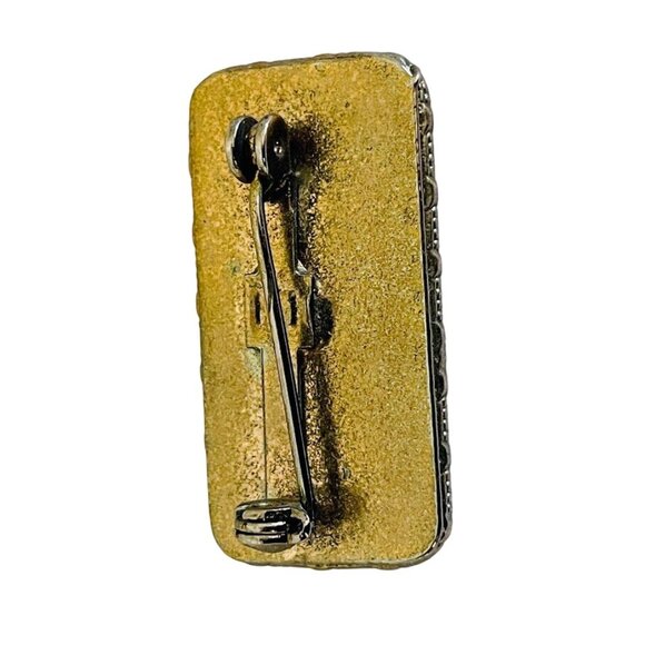 Vintage Bar Brooch Silver & Gold Raised Embossed Chased Pin 1 1/3" - Picture 3 of 3